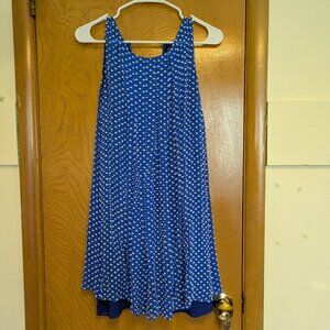 Blue with white tufted dots baby doll dress